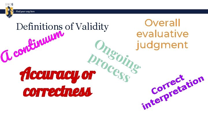 Definitions of Validity m u u n i t n o c Overall evaluative