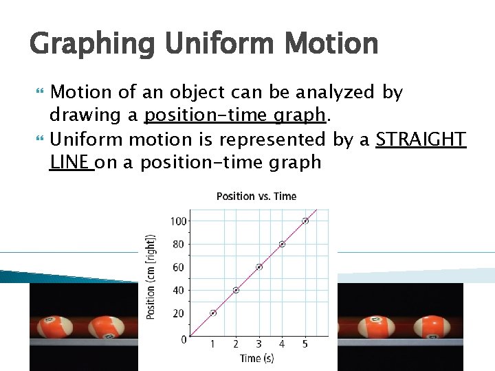 Graphing Uniform Motion of an object can be analyzed by drawing a position-time graph.