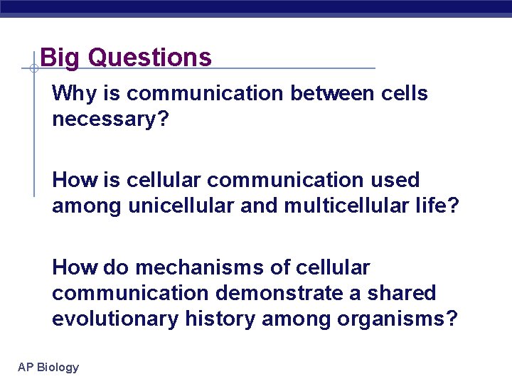 Big Questions Why is communication between cells necessary? How is cellular communication used among