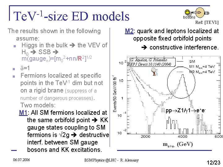 Te. V-1 -size ED models The results shown in the following assume: ■ Higgs