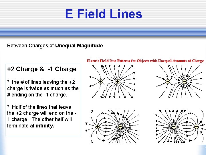 E Field Lines Between Charges of Unequal Magnitude +2 Charge & -1 Charge *