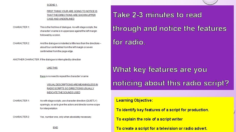 Take 2 -3 minutes to read through and notice the features for radio. What