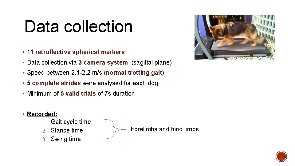 Data collection § 11 retroflective spherical markers § Data collection via 3 camera system