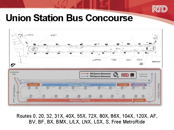 Union Station Bus Concourse Routes 0, 20, 32, 31 X, 40 X, 55 X,