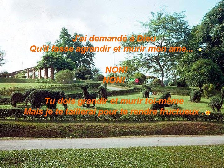 J'ai demandé à Dieu Qu'il fasse agrandir et murir mon ame. . . NON!