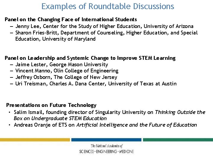 Examples of Roundtable Discussions Panel on the Changing Face of International Students – Jenny
