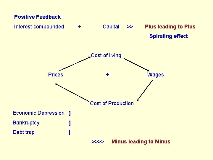 Positive Feedback : Interest compounded + Capital >> Plus leading to Plus Spiraling effect