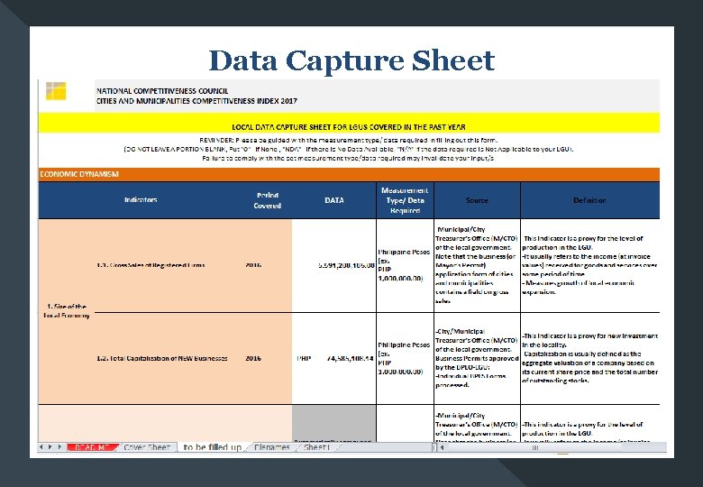 Data Capture Sheet 
