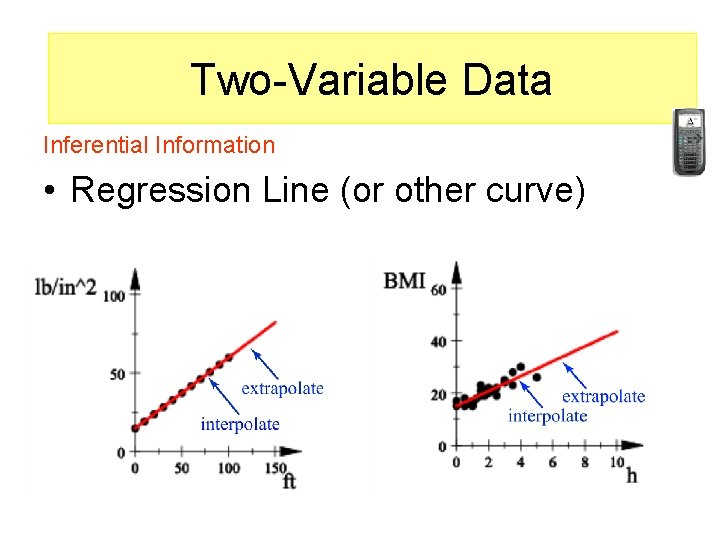 Two-variable data Two-Variable Data (Goal: Find a relationship between the variables) Inferential Information •