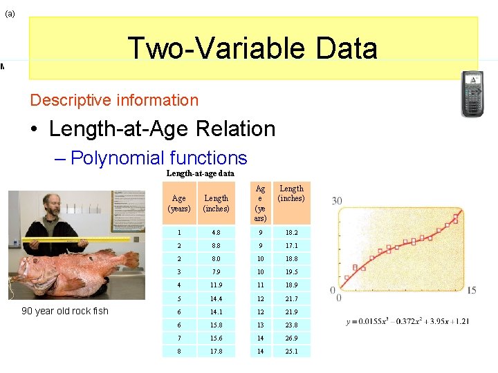 (a) a Two-Variable Data Descriptive information • Length-at-Age Relation – Polynomial functions Length-at-age data