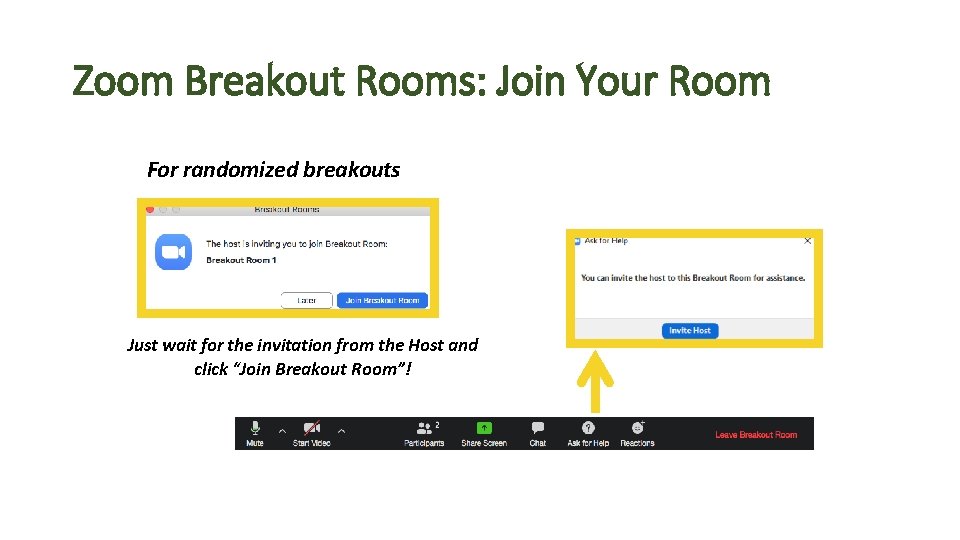 Zoom Breakout Rooms: Join Your Room For randomized breakouts Just wait for the invitation