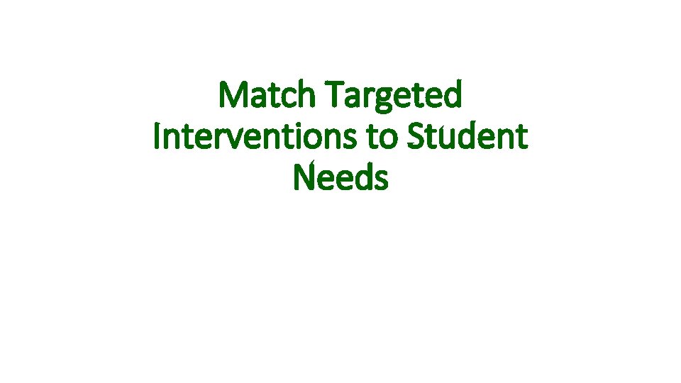 Match Targeted Interventions to Student Needs 