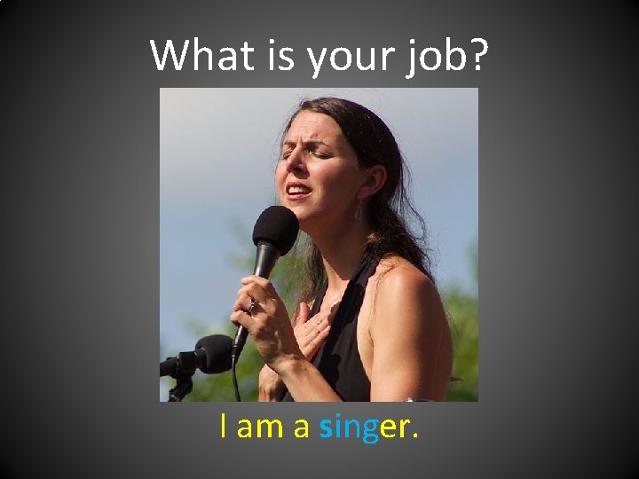 What is your job? I am a singer. 