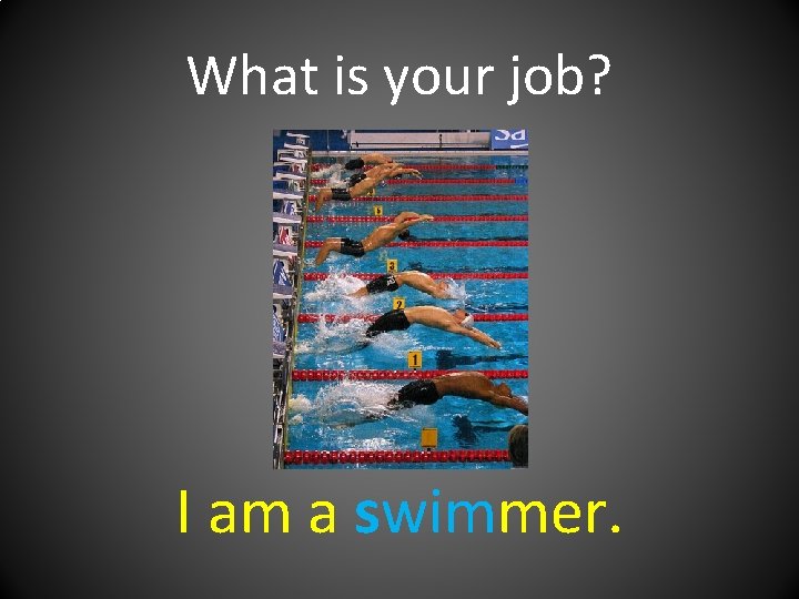 What is your job? I am a swimmer. 