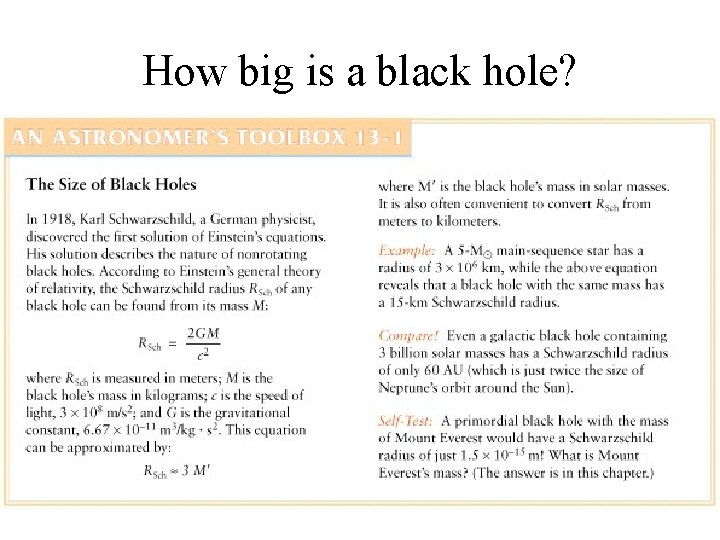 How big is a black hole? 