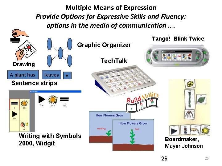 Multiple Means of Expression Provide Options for Expressive Skills and Fluency: options in the