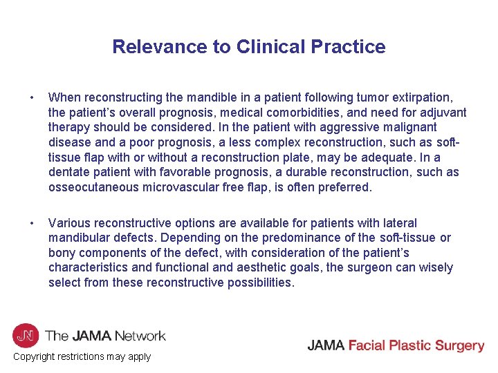 JAMA Facial Plastic Surgery Journal Club Slides Reconstruction