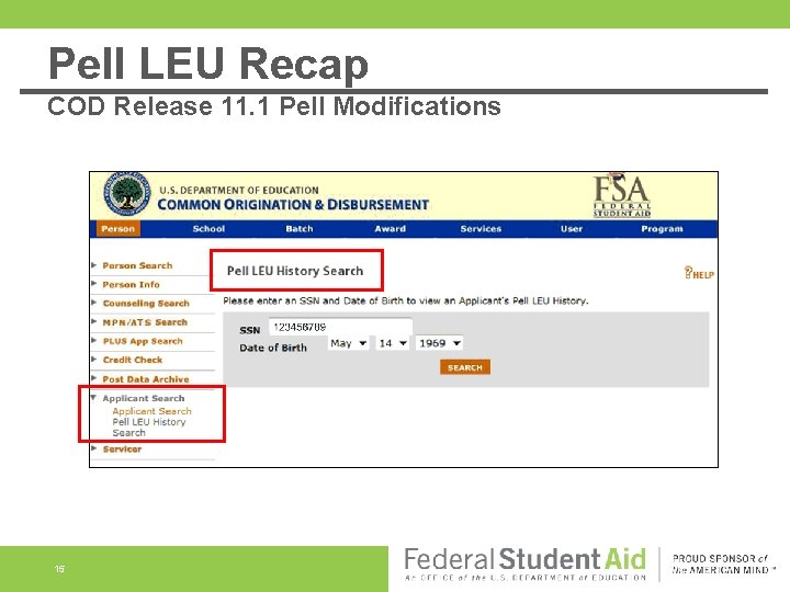 Pell LEU Recap COD Release 11. 1 Pell Modifications 15 