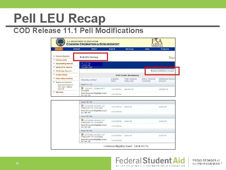 Pell LEU Recap COD Release 11. 1 Pell Modifications 16 