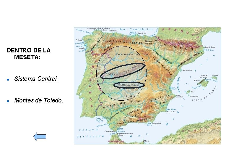 Sistemas Montañosos DENTRO DE LA MESETA: Sistema Central. Montes de Toledo. 