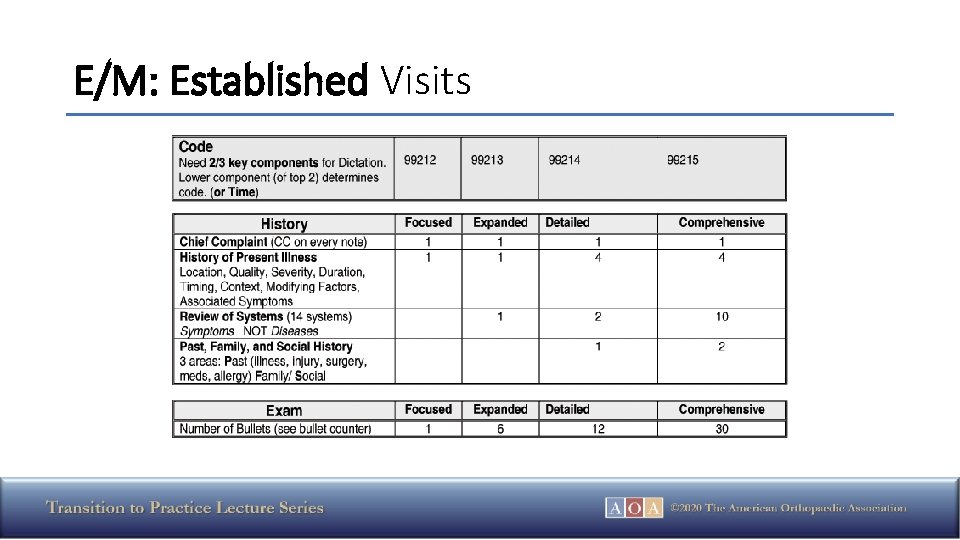 E/M: Established Visits 