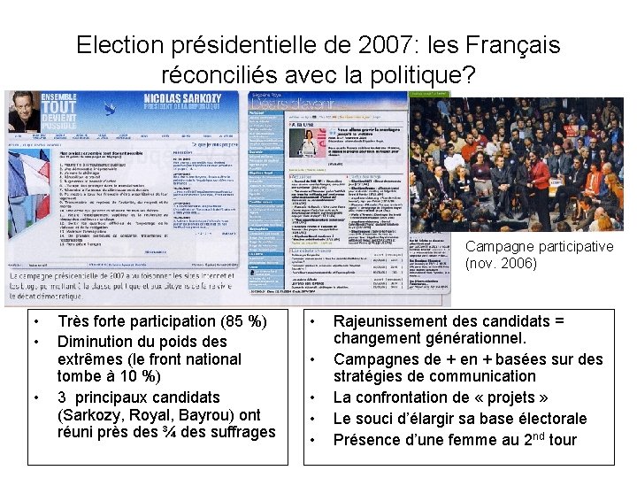 Election présidentielle de 2007: les Français réconciliés avec la politique? Campagne participative (nov. 2006)