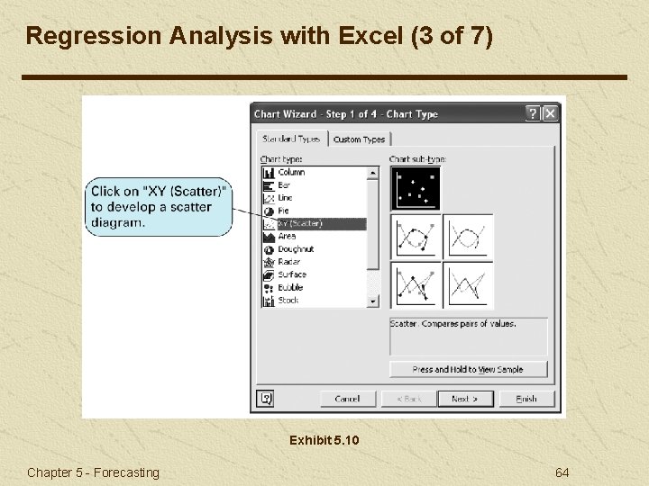 Regression Analysis with Excel (3 of 7) Exhibit 5. 10 Chapter 5 - Forecasting