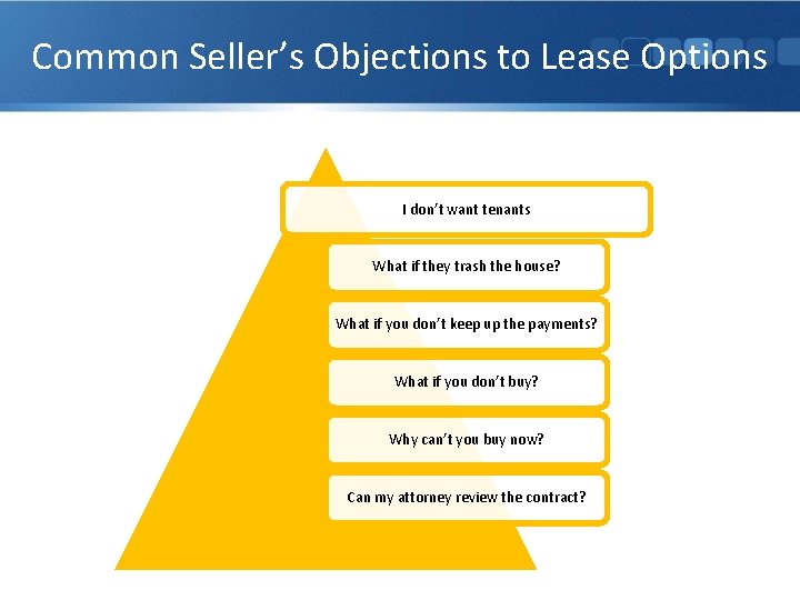 Common Seller’s Objections to Lease Options I don’t want tenants What if they trash