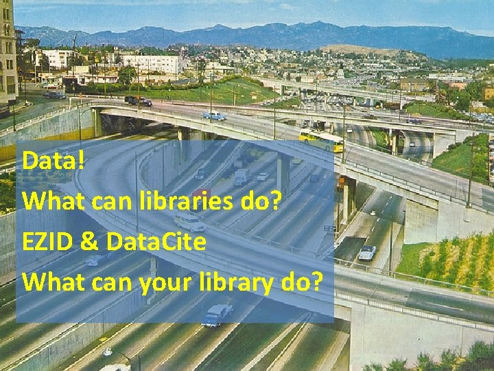 Data! What can libraries do? EZID & Data. Cite What can your library do?