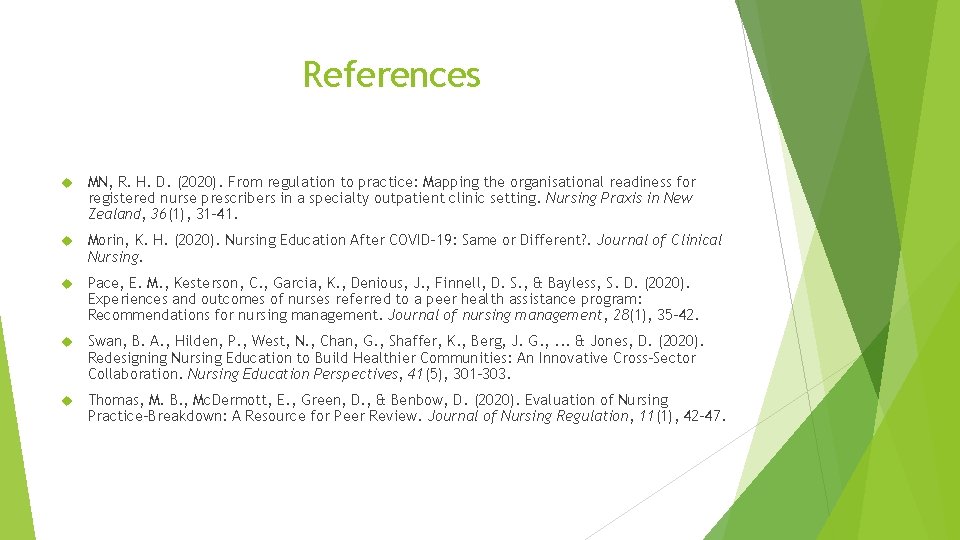 References MN, R. H. D. (2020). From regulation to practice: Mapping the organisational readiness