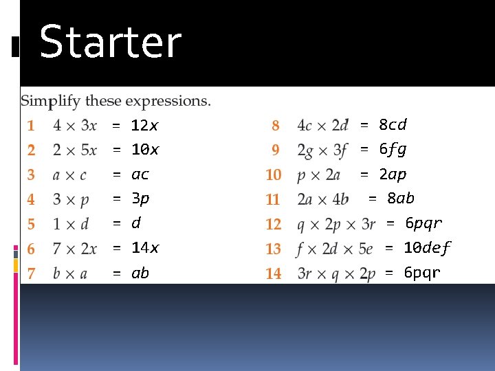 Starter = = = 12 x 10 x ac 3 p d 14 x