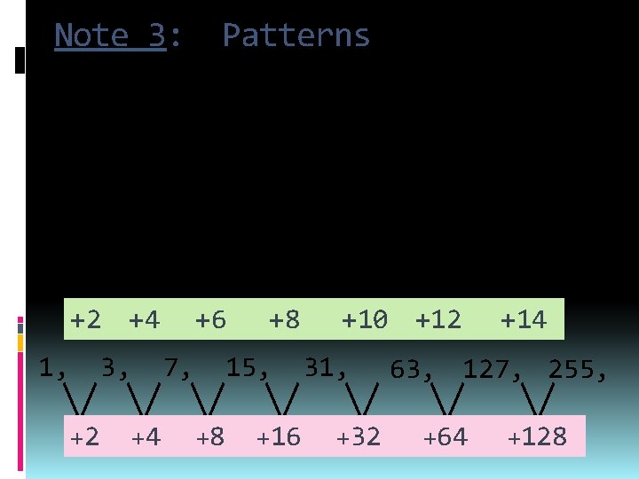 Note 3: Patterns Sometimes it helps to find the rule if we look at
