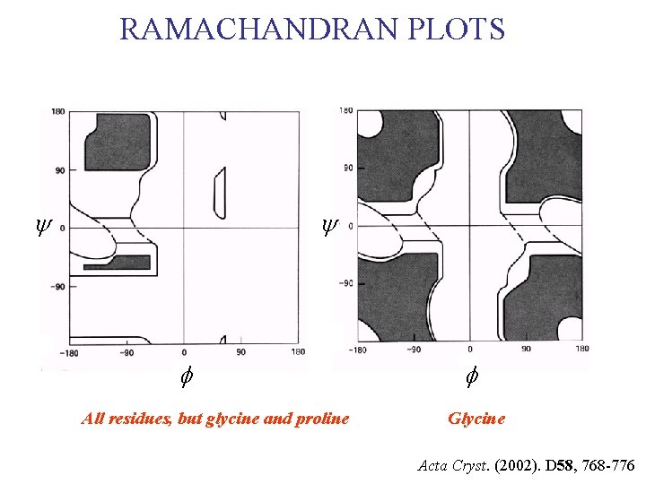 RAMACHANDRAN PLOTS y y f All residues, but glycine and proline f Glycine Acta