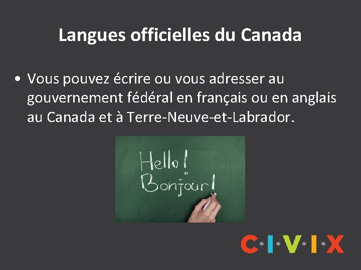 Langues officielles du Canada • Vous pouvez écrire ou vous adresser au gouvernement fédéral