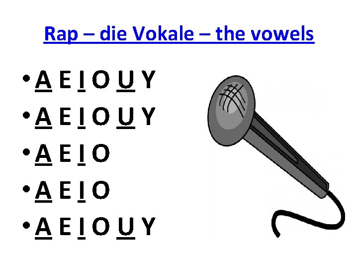 Rap – die Vokale – the vowels • A E I O U Y