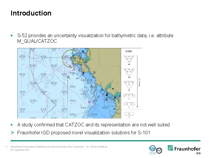 Introduction § S-52 provides an uncertainty visualization for bathymetric data, i. e. attribute M_QUAL/CATZOC Introduction § S-52 provides an uncertainty visualization for bathymetric data, i. e. attribute M_QUAL/CATZOC