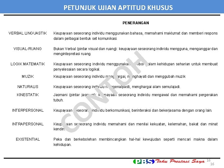 PETUNJUK UJIAN APTITUD KHUSUS PENERANGAN VERBAL LINGUASTIK Keupayaan seseorang individu menggunakan bahasa, memahami maklumat