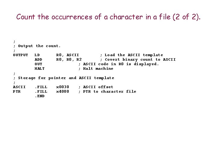Count the occurrences of a character in a file (2 of 2). ; ; Count the occurrences of a character in a file (2 of 2). ; ;