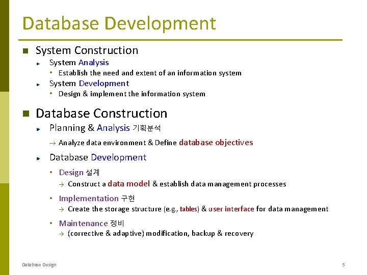 Database Development System Construction System Analysis • Establish the need and extent of an Database Development System Construction System Analysis • Establish the need and extent of an