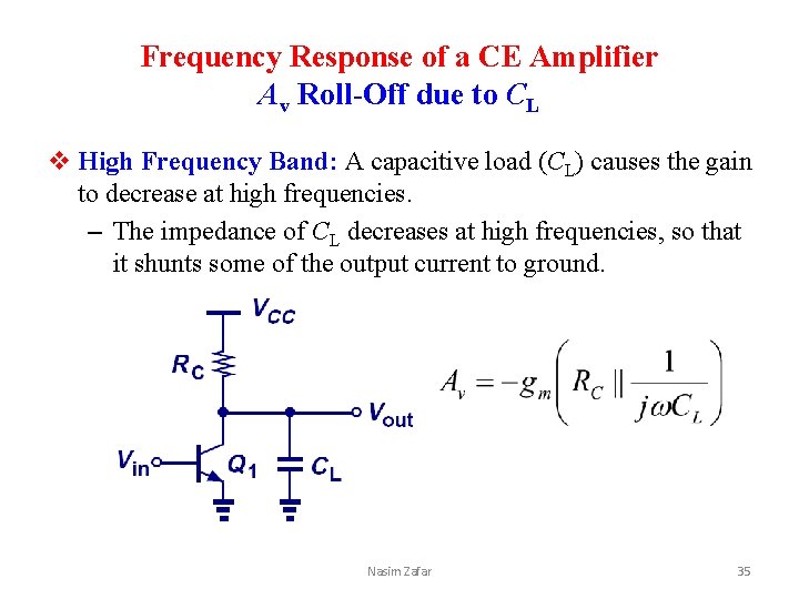 Frequency Response of a CE Amplifier Av Roll-Off due to CL v High Frequency