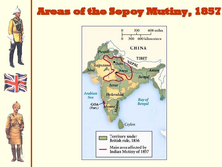 Areas of the Sepoy Mutiny, 1857 