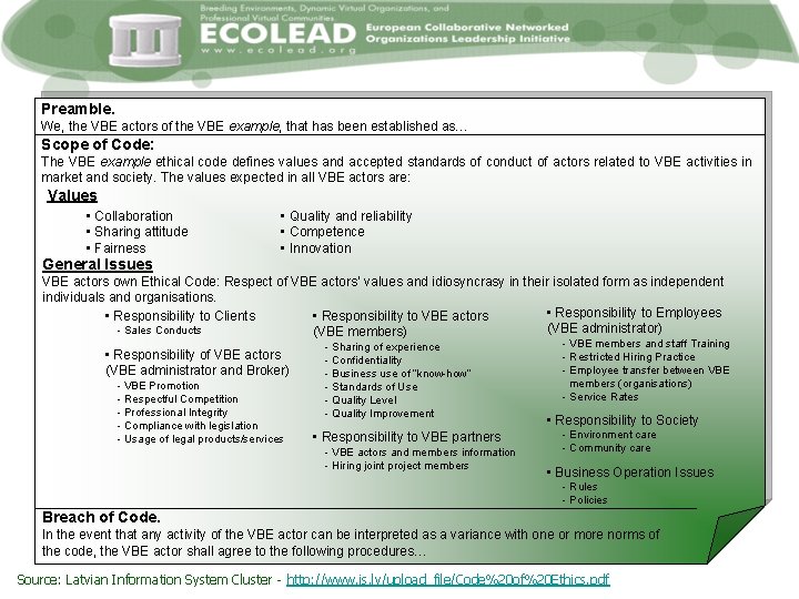 Preamble. We, the VBE actors of the VBE example, that has been established as…