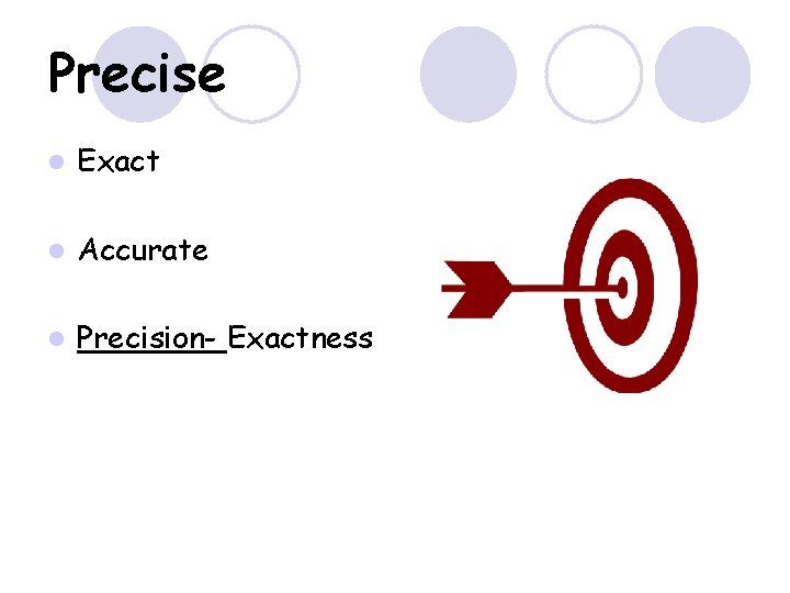 Precise l Exact l Accurate l Precision- Exactness 