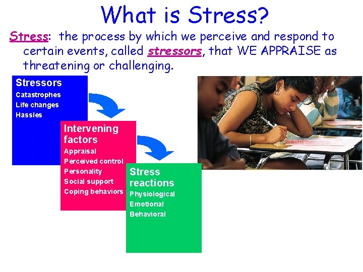What is Stress? Stress: the process by which we perceive and respond to certain