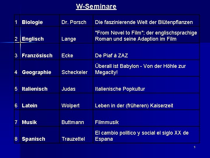 W-Seminare 1 Biologie Dr. Porsch Die faszinierende Welt der Blütenpflanzen 2 Englisch Lange "From