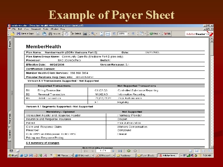 Example of Payer Sheet 