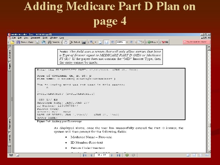 Adding Medicare Part D Plan on page 4 