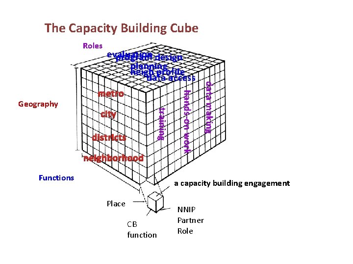 The Capacity Building Cube Roles city districts neighborhood Functions hands-on work metro data making