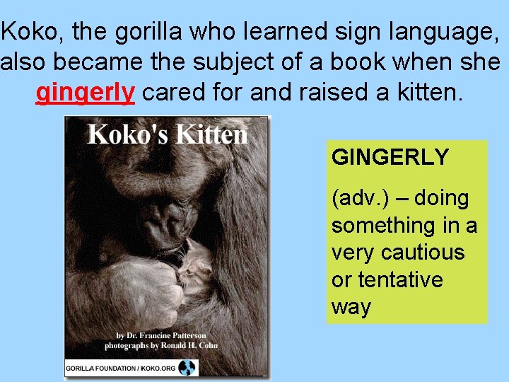 Koko, the gorilla who learned sign language, also became the subject of a book