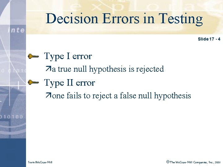 Click to edit Errors Master in title style Decision Testing Slide 17 - 4
